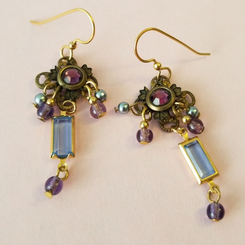 Amethyst glass artisan handmade earrings!